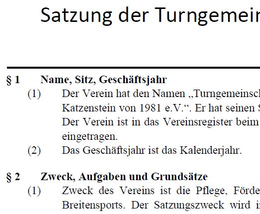 Satzung der TG